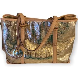 MICHAEL KORS metallic signature tote